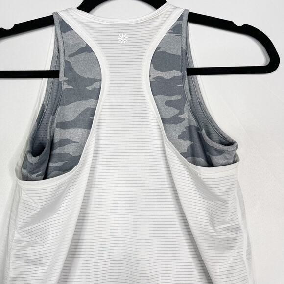 Athleta Girl XLarge 14 Tie Breaker Tank Top Camo Gray White Double Layer Active - Picture 9 of 14